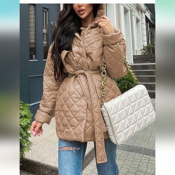 BTFBM NWT Hooded, Quilted, Puffer Coat, Silvery Blue - Picture 5 of 10